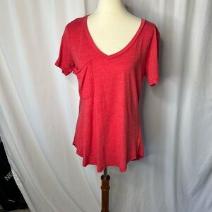 Z Supply Red V-Neck Pocket Tee Size - Soft Casual Top - Large